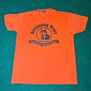 Vintage 80s 90s Outstanding Husky Academic Achievement Dog Mens Large T Shirt